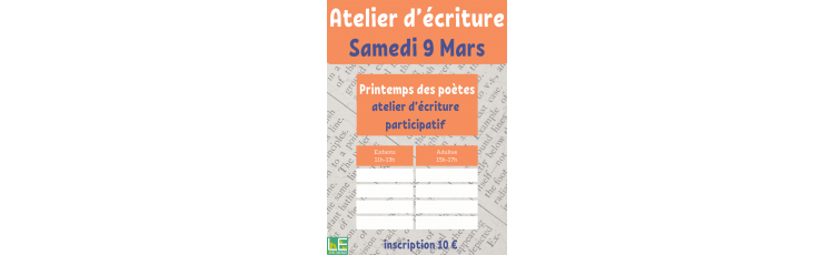 Atelier d'écriture poétique !