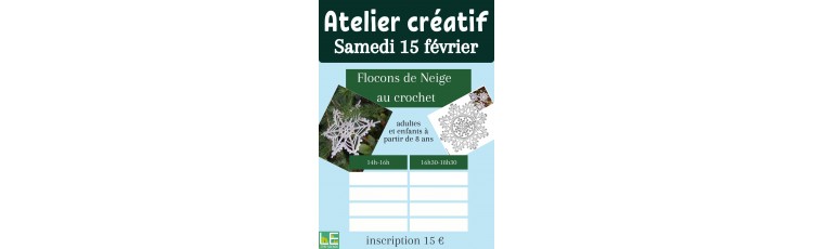 Atelier créatif : Flocons de neige au crochet !