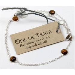 BRACELET PIERRES OEIL DE TIGRE 4 MM - ARGENT 925