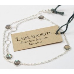 BRACELET PIERRES LABRADORITE 4 MM - ARGENT 925
