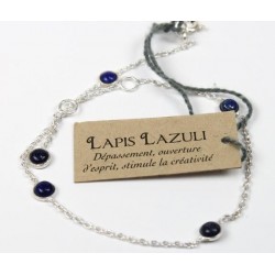 BRACELET PIERRES LAPIS LAZULI 4 MM - ARGENT 925