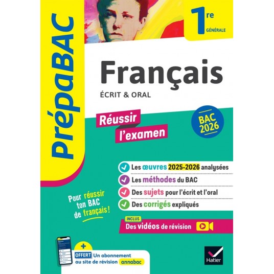 PREPABAC - FRANCAIS 1RE GENERALE BAC DE FRANCAIS 2026 (ECRIT & ORAL) - AVEC LES OEUVRES AU PROGRAMME