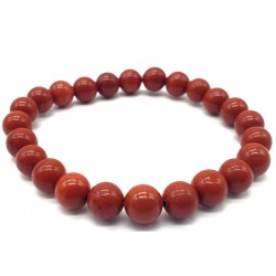 BRACELET JASPE ROUGE - PERLES 8MM