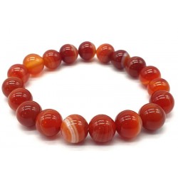 BRACELET CORNALINE RUBANÉE - PERLES 8MM