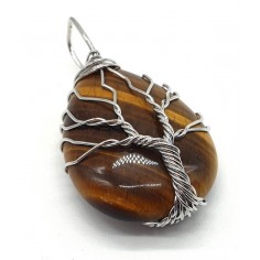 PENDENTIF ARBRE DE VIE OEIL DE TIGRE